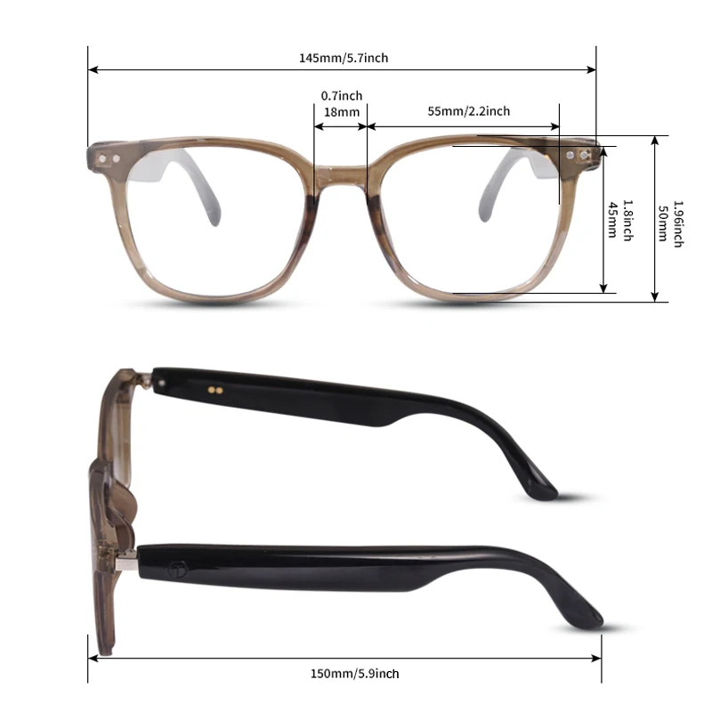 نظارات ذكية لاسلكية مع كاميرا تسجيل فيديو AI التعرف على الصور وترجمة المكالمات Google Bluetooth 5.4 نظارات رياضية