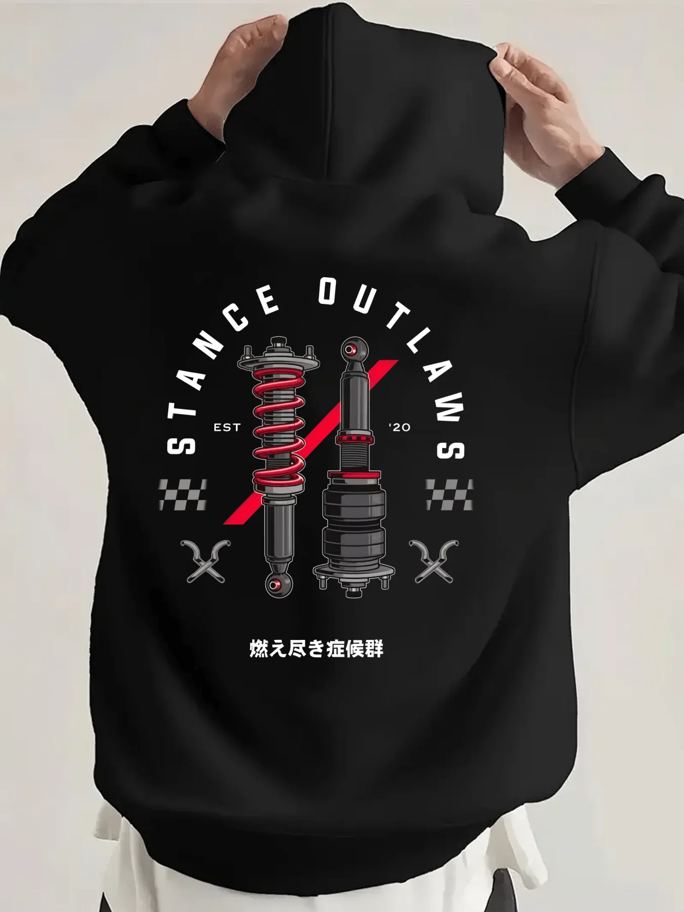 Halloweenholiday men'sAutumn winter essentials hoodiesRacing car tool pattern designRetroAmericanCasualstreetwear swag tracksuit