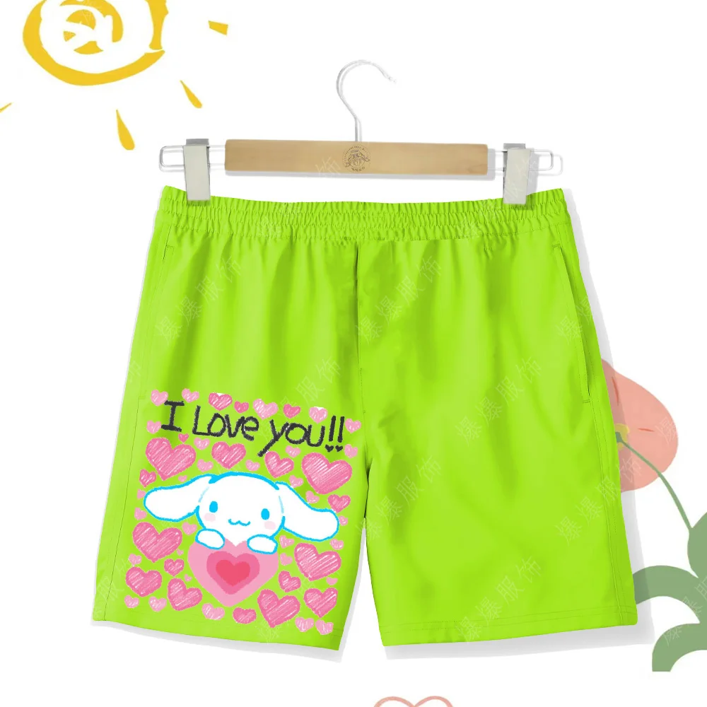 Four Seasons Children's Quick Drying Multi Color Cartoon Print Cinnamoroll Outdoor Leisure Beach Vacation Swimming Kid Shorts