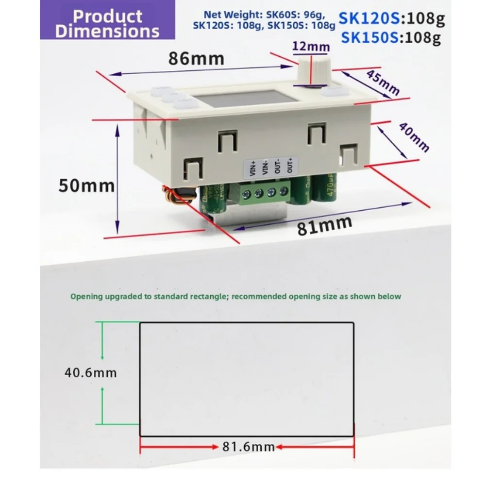 SK60S Adjustable DC Power Supply 0-40V 5A CNC Module With MPPT Solar Charging 1.8 Inch LCD Display Wireless Remote Control