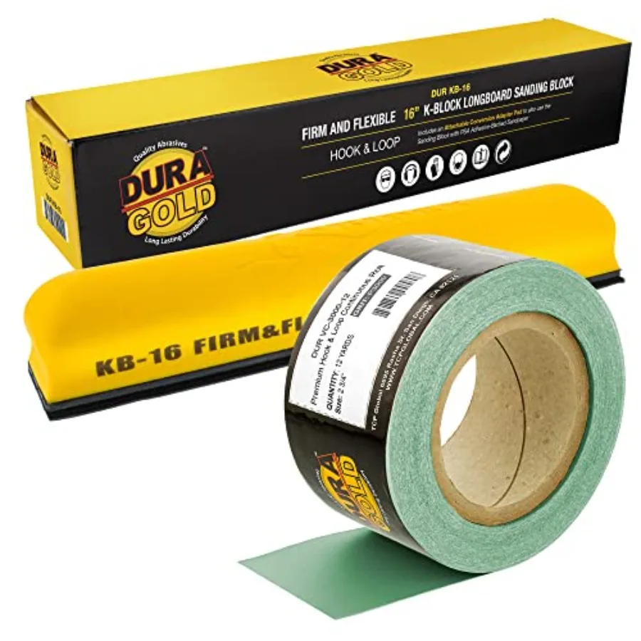 

Dura-Gold Pro Series 16" K-Block Sander Firm and Flex Longboard Hand Sanding Block Pad with Hook and Loop Backing and PSA Adapt