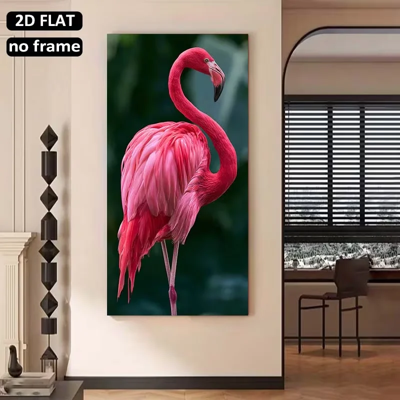 2D Flat, 2D Flat 1pc 31.49X62.99inch 80X160cm UnFramed Large Canvas Printing Flamingo with Long NeckSuitable for Decorating Livi
