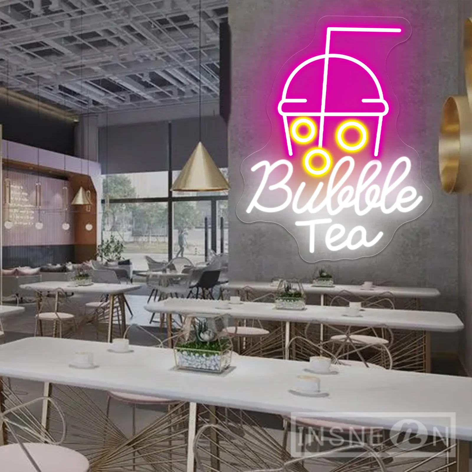 Bubble Tea Neon Sign Led Light Bubble Tea Shop Decoration Room Cafe Restaurant Decor Wall Hanging Neon Light LED Signs Welcome