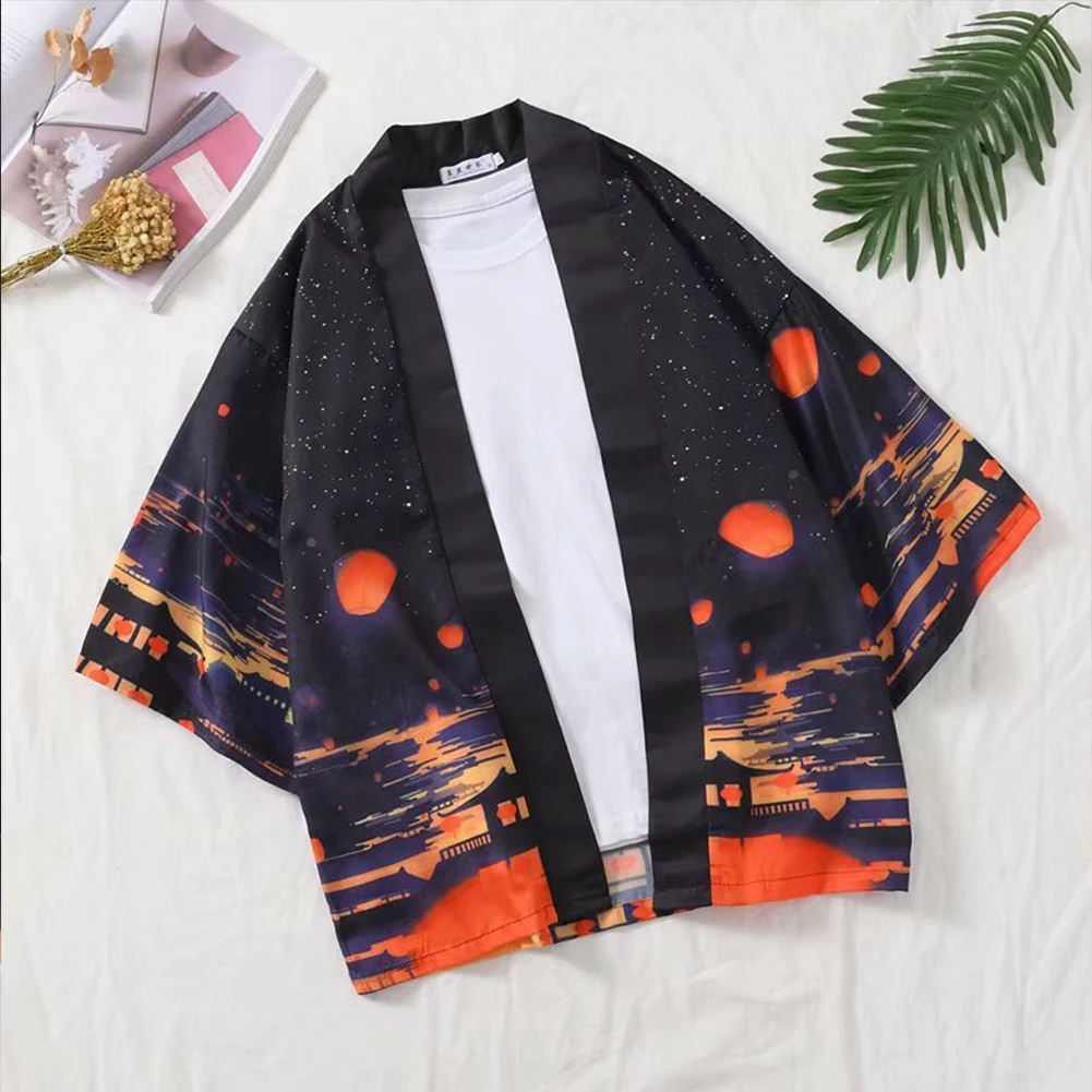 Men Women Cardigan Robe Sky Lanterns Kimono Summer Loose 3/4 Sleeve Sun Protection Garments Clearance sale Wholesale Drop shippi