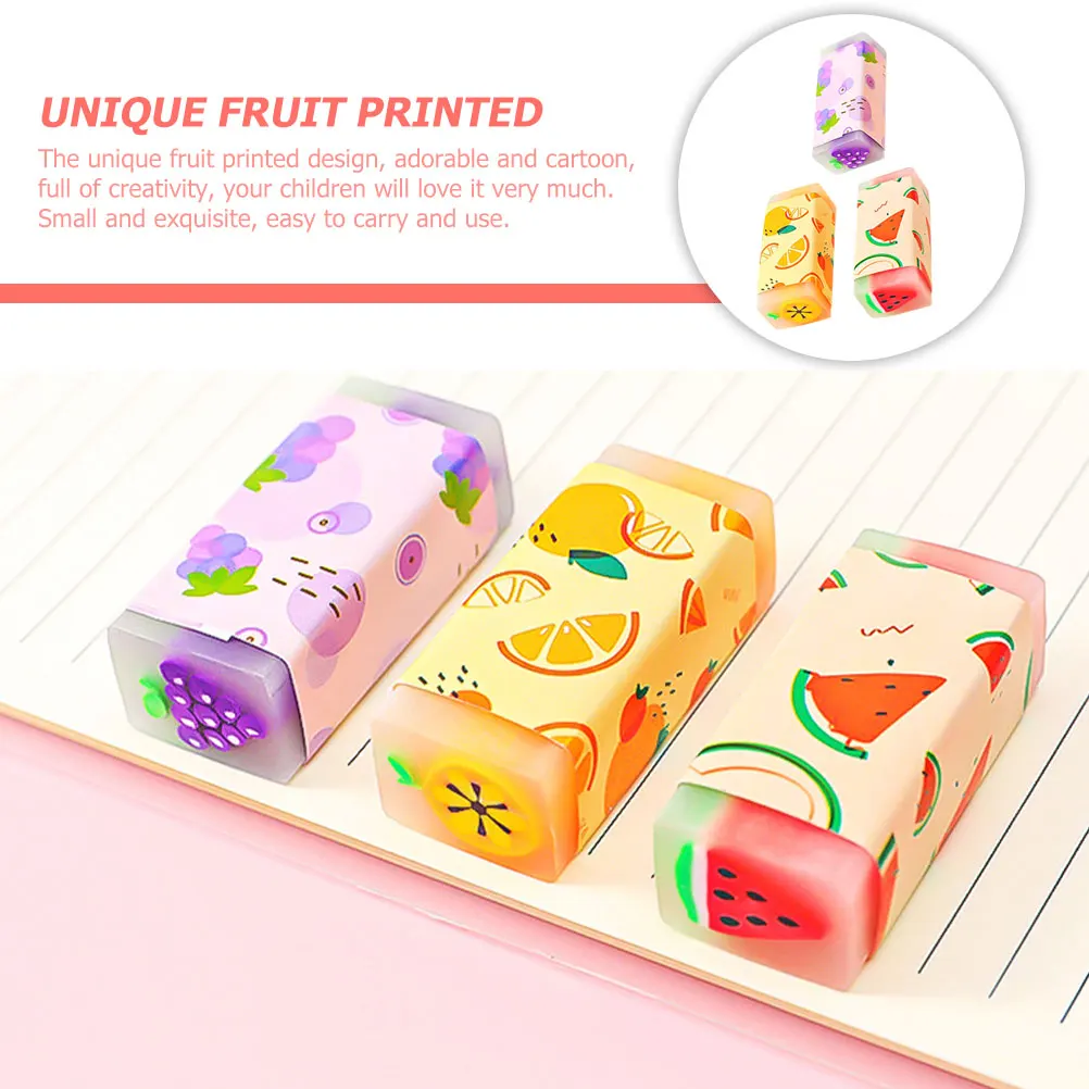 

12 Pcs Fruit Eraser Boxes Fruits Printing Cartoon Erasers for Kids School Student Supplies Practical Small Size