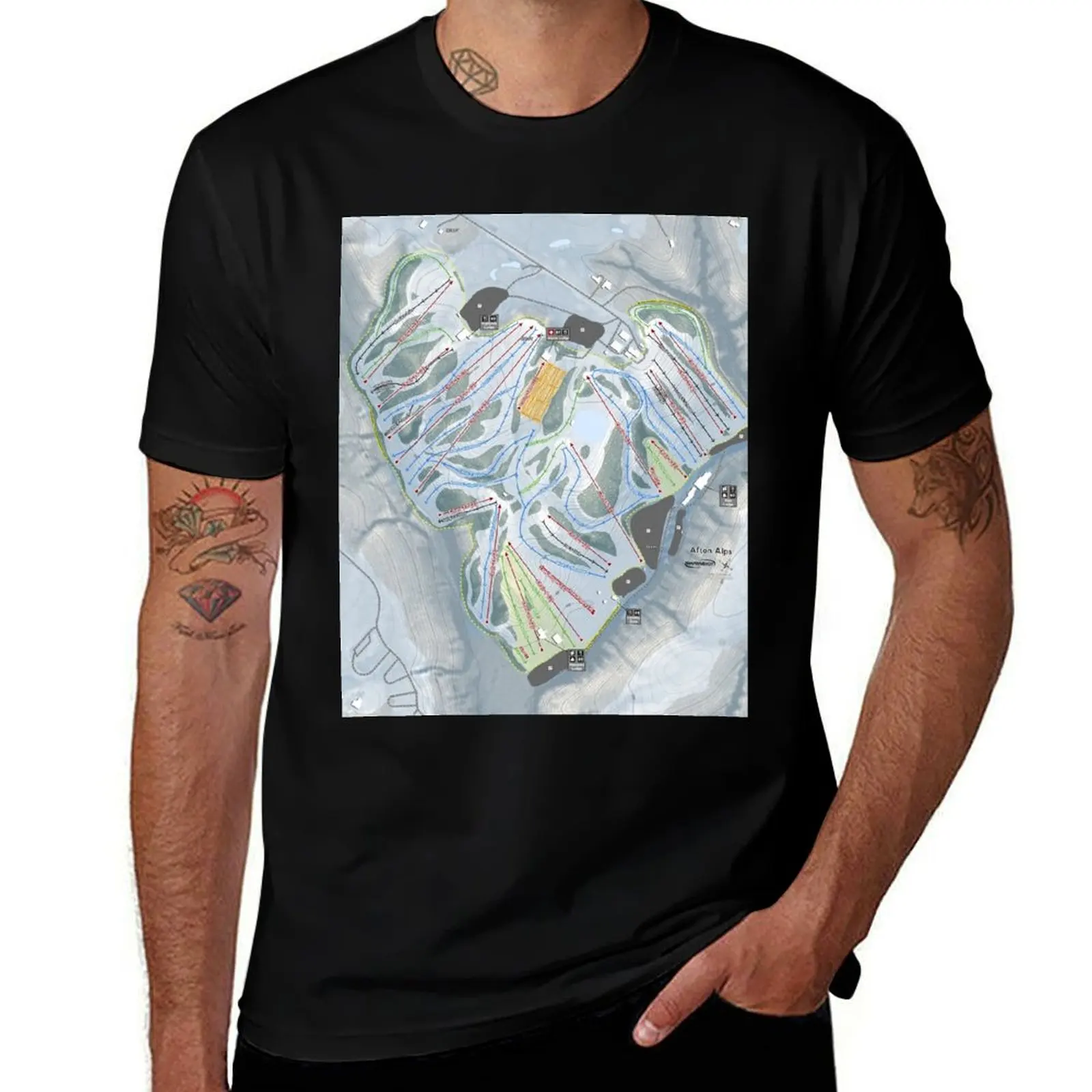 

Afton Alps Resort Trail Map T-Shirt cotton t shirts man 100% man t shirts for men