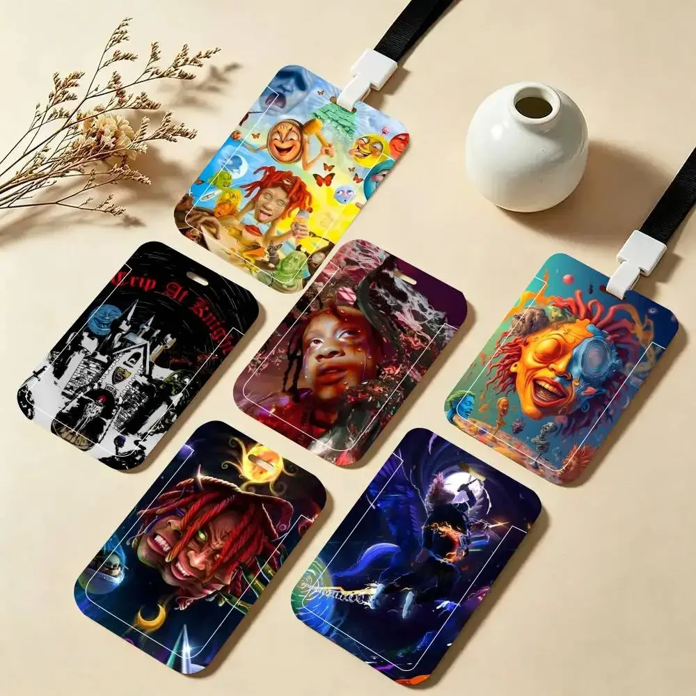 Canvas Painting Rapper T-Trippie Redd Cool ID Card Holder Neck Strap Pendant Door Badge Holder Lanyards Keychain Work Credential