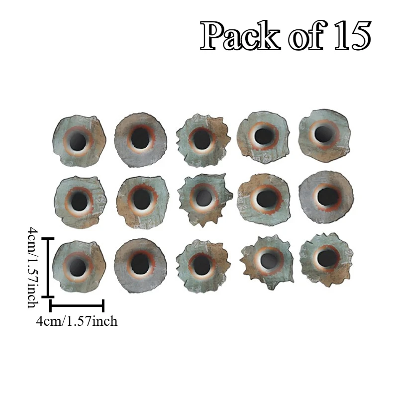 Set of 15 Waterproof 3D Stickers Featuring Rusty Bullet Holes, Perfect for Motorcycle Fairings, Fuel Tanks, And Car Windows