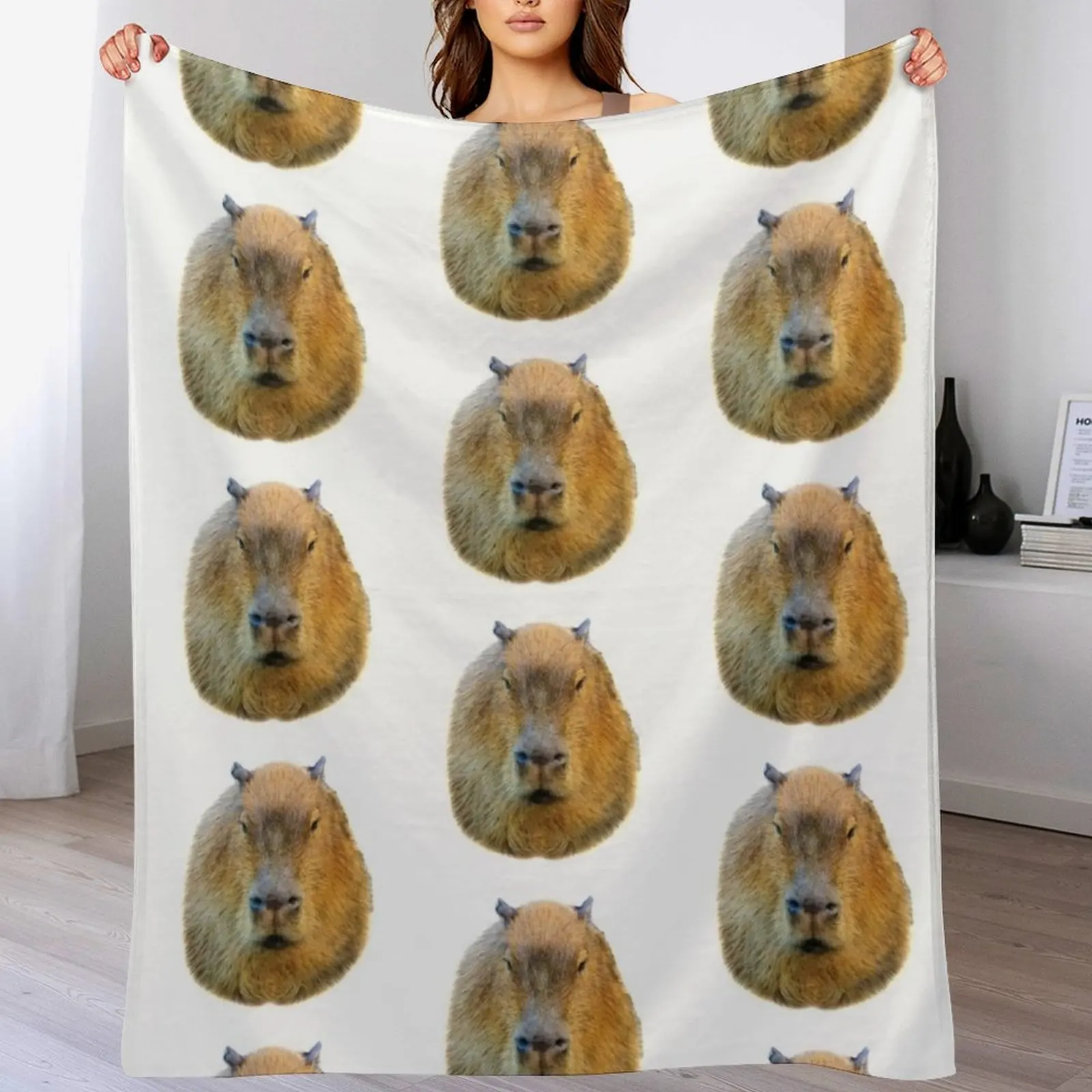 Capybara head Throw Blanket bed plaid Giant Sofa Plaid Blankets