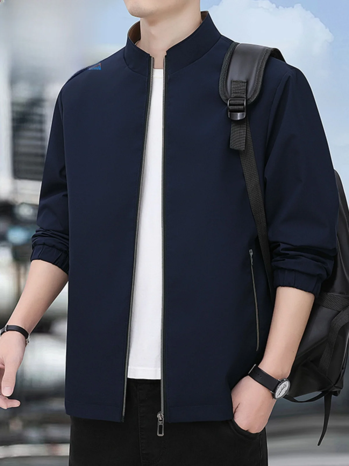 

Paulo High-End Royal Blue Stand Collar Jaet Men's Autumn Adstrative Formal Outerwear ort Busin Windbreaker