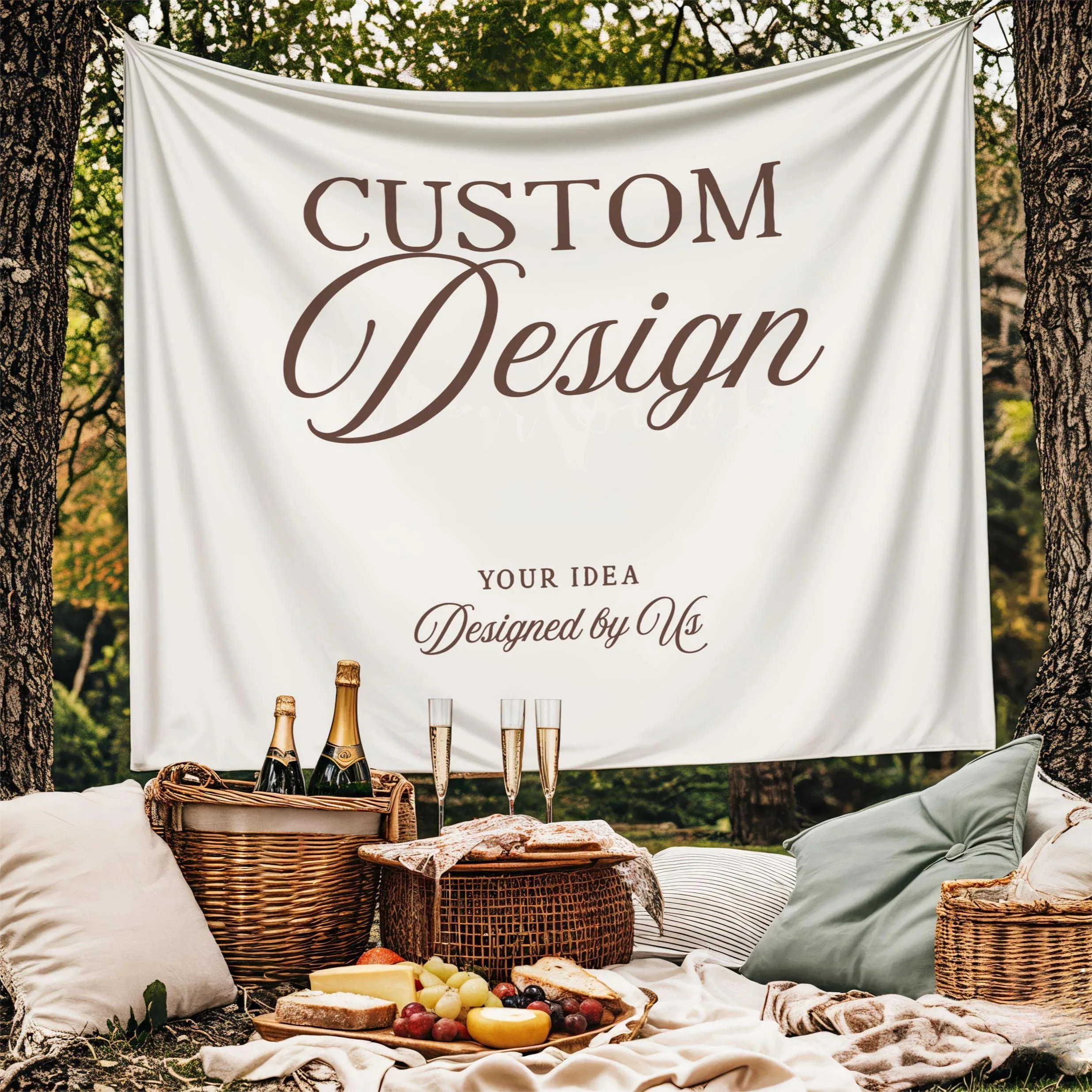 Custom Designed Banner Photo Backdrop | Bachelorette, Bridal Shower, Birthday Banner, Ceremony Backdrop & Outdoor Wedding Decor