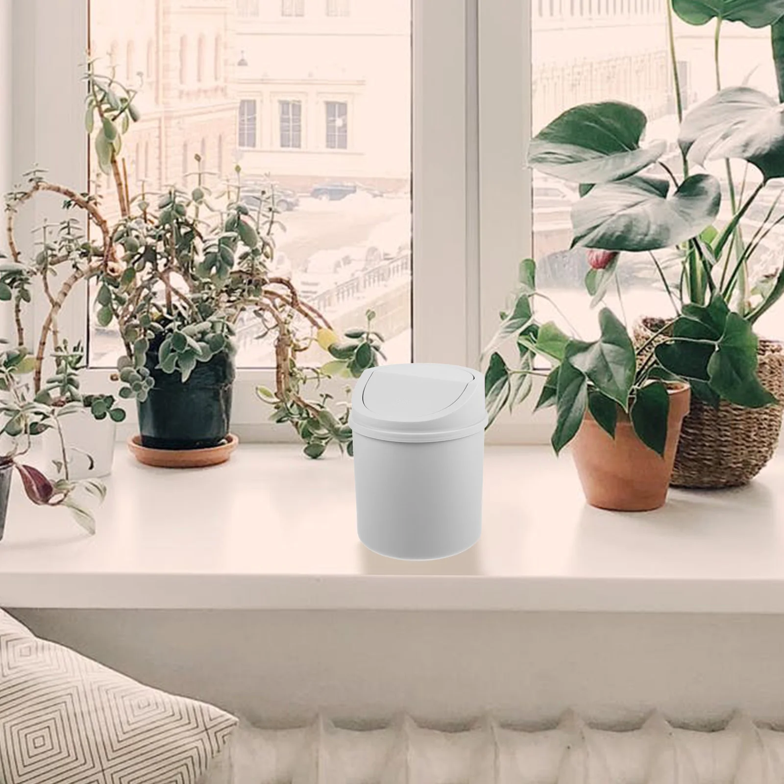 

Mini Trash Can Swing Lid Small Garbage Bin Desktop Office Kitchen Home Use Compact Waste Basket for Bedroom Toilet Study