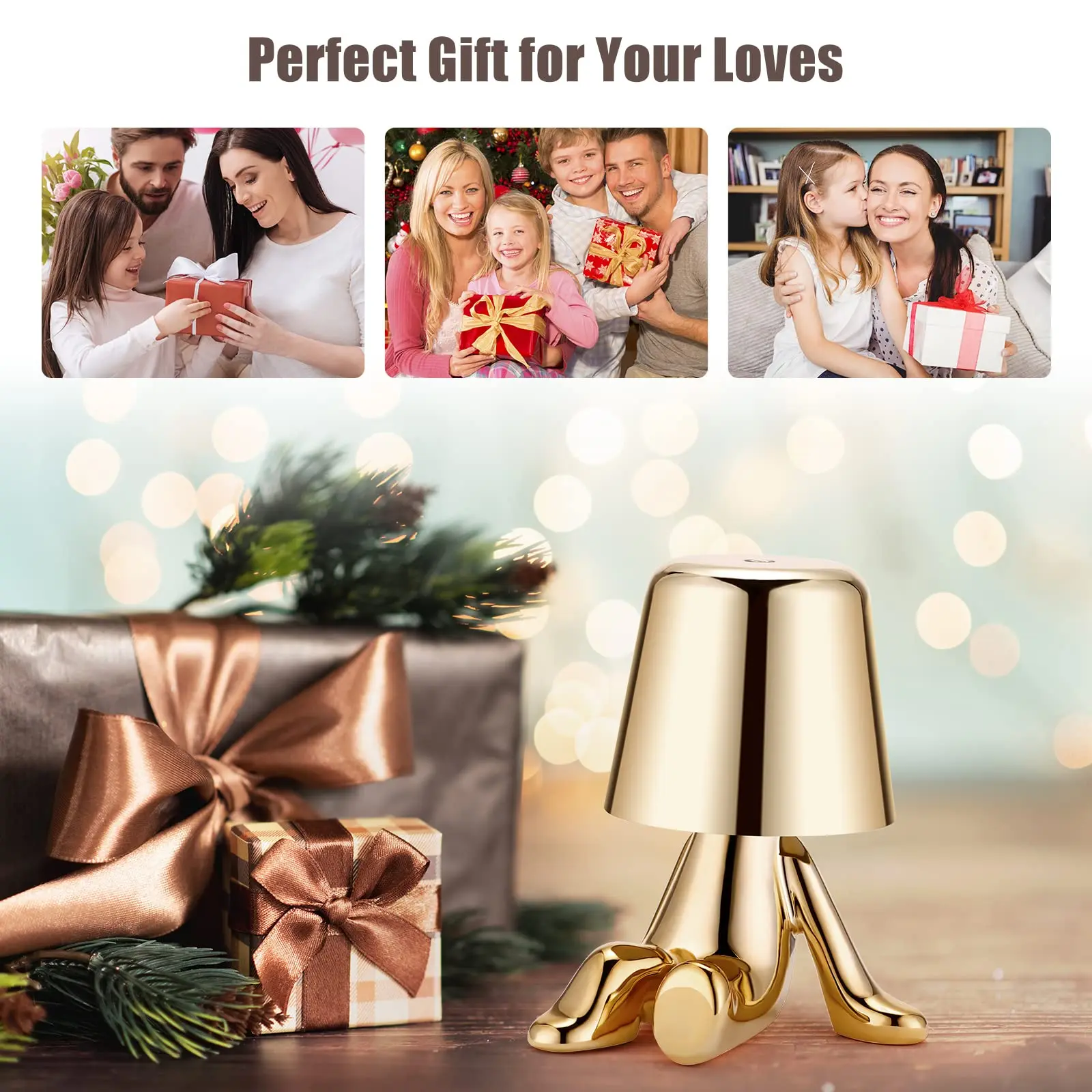 Little Golden Man Table Lamp Bedroom Touch Bedside Atmosphere Night lighting Decoration Desk Light Ornament Bar Home Restaurant