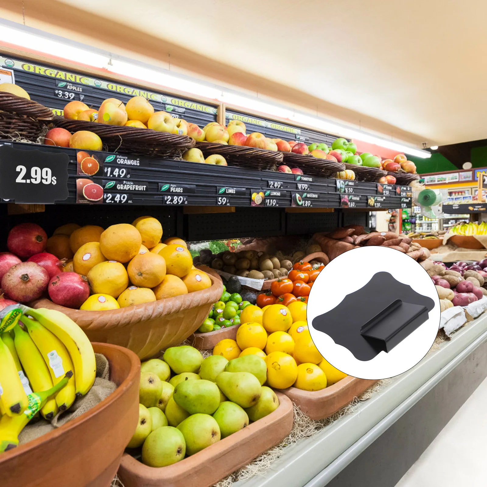 Imagem -02 - Placa de Identificação Bin Label Clip para Preço de Varejo Black Storage Bins Chalk Plastic Rack Holder Display Basket Labels 10 Pcs