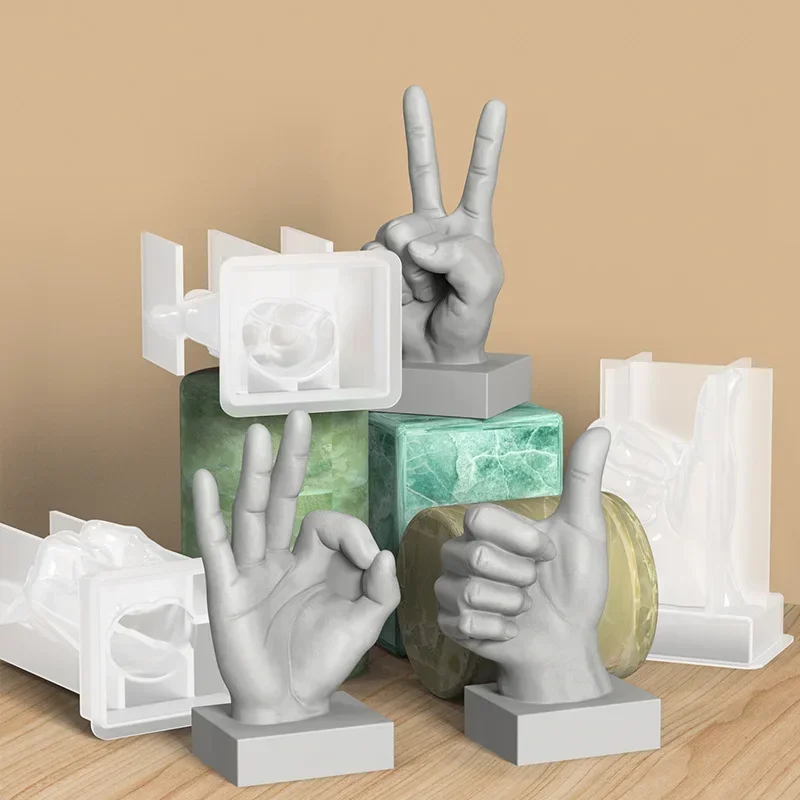 2026 New model 3D DIY Silicone Candle Molds Hand Gesture Design - OK Thumb Scissors - Finger Mould for Creative Candle Making