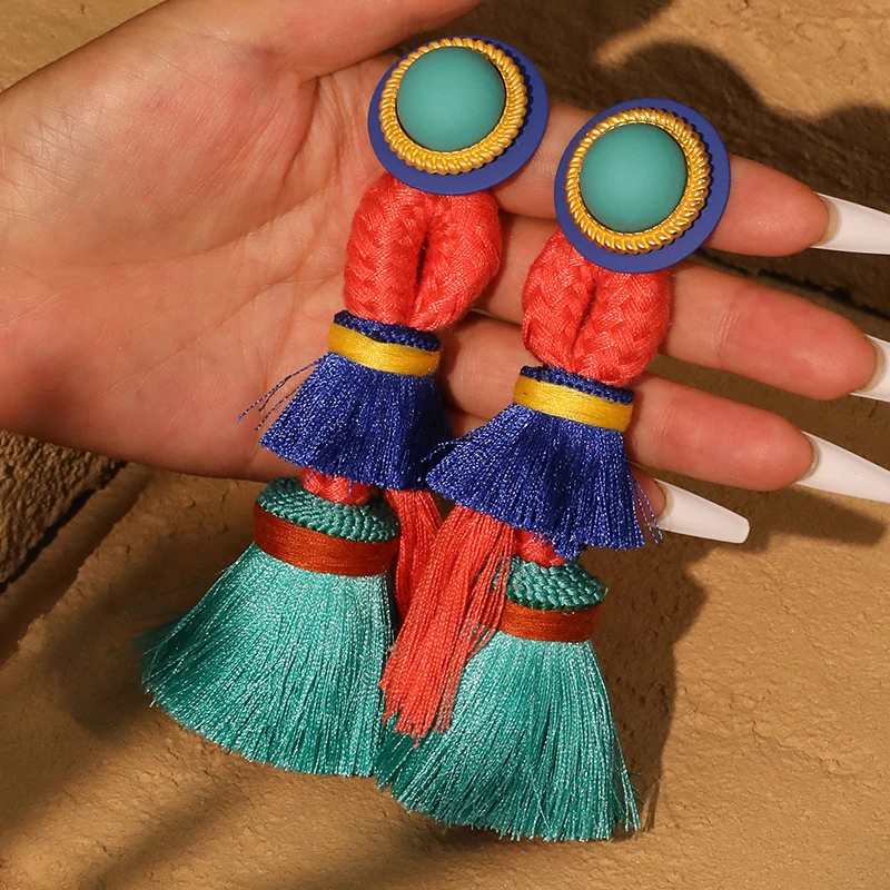 Bohemian Earrings Long Tassels Dangle Exaggerated Earrings Handmade For Women Wedding Party Jewelry