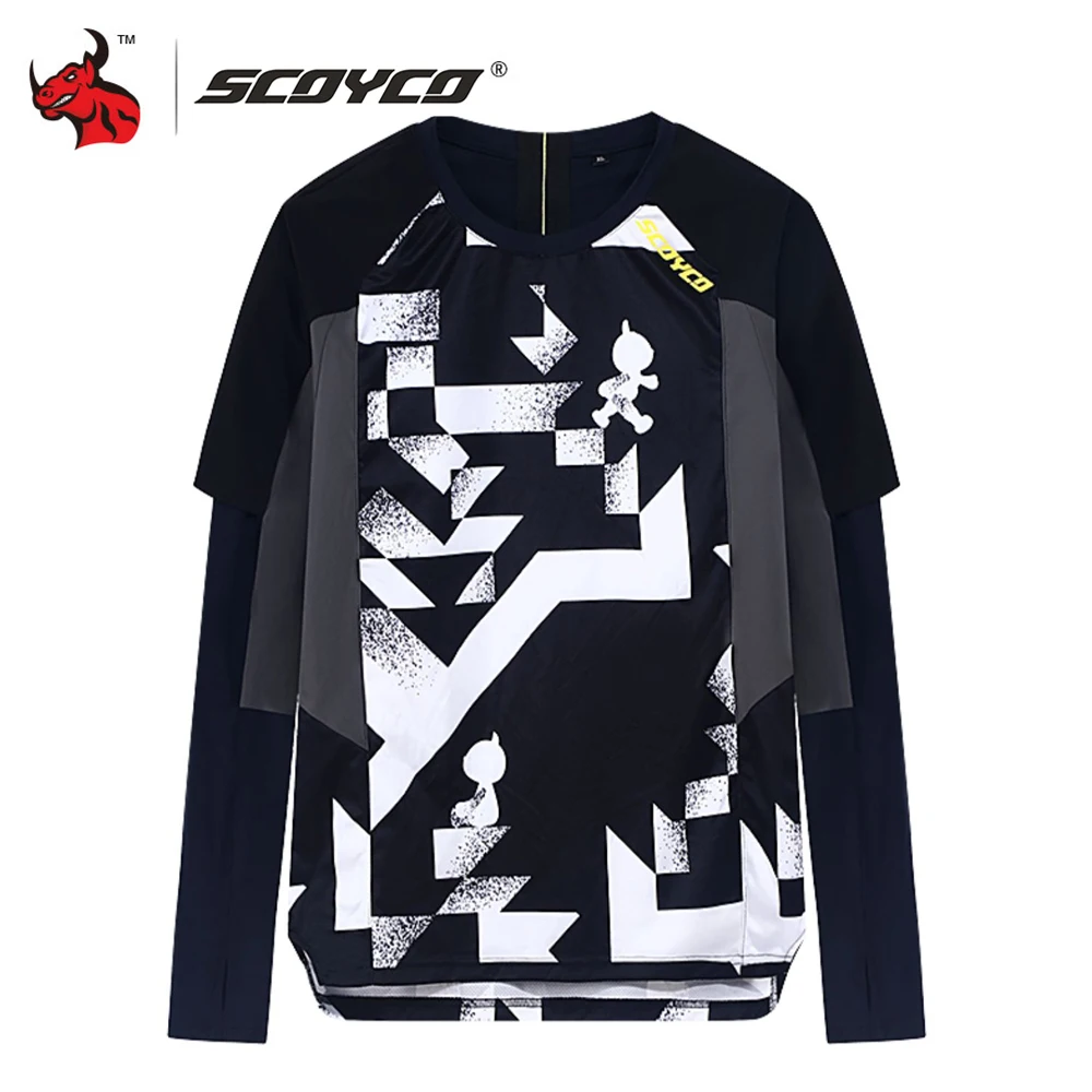 

SCOYCO 2023 Motorcycle Shirt With CE Level 1 Protectors Motobike Shirt Cross Country DH Bike Motocross Racing Jersey Quick Dry