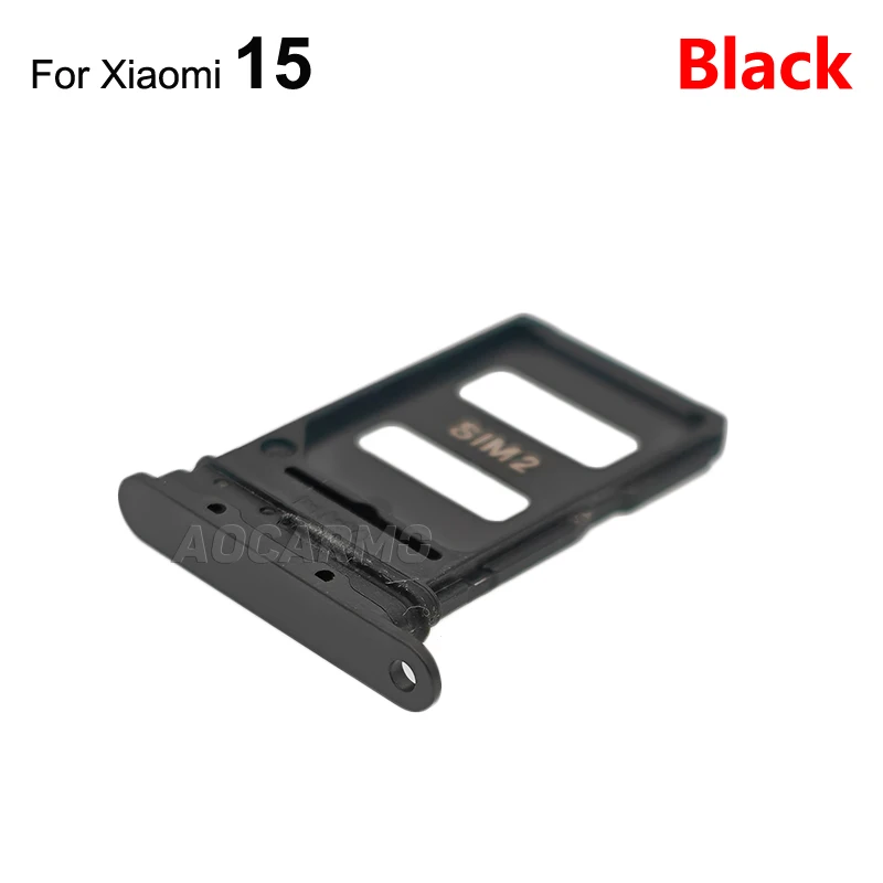 Aocarmo Silver Green Purple Black SIM Tray For Xiaomi 15 Ultra Mi15 Series Sim Card Holder Slot Replacement Part