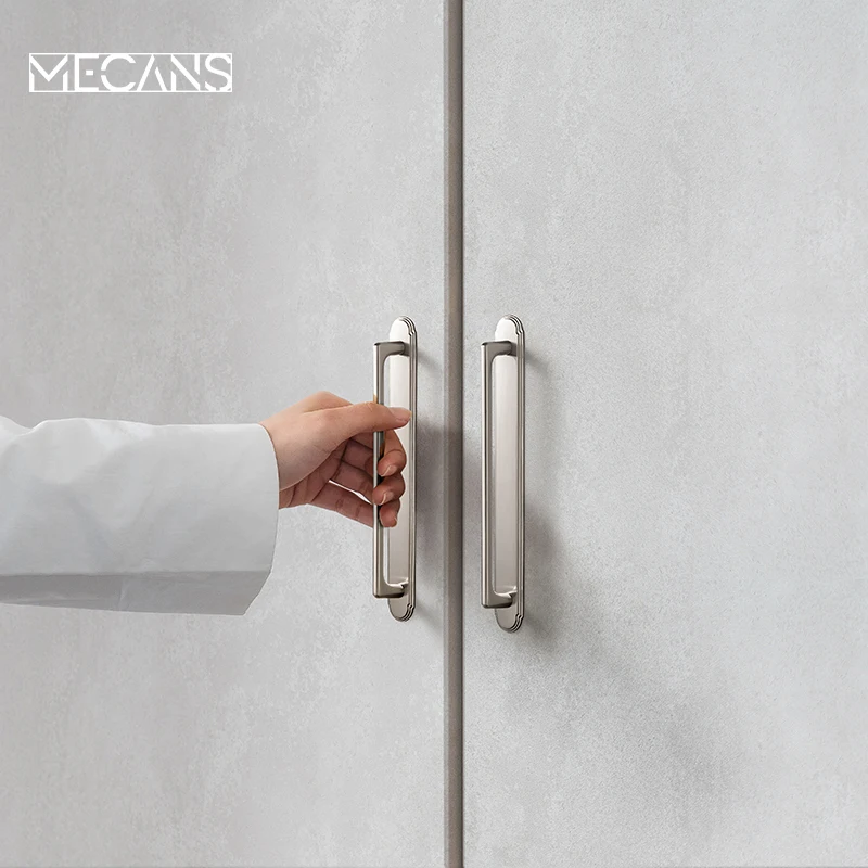 

Goo-Ki Modern Satin Nickel Cabinet Pulls and Knobswith Long Backplate-5''(128MM) Hole Centers Drawer Pulls for Kitchen