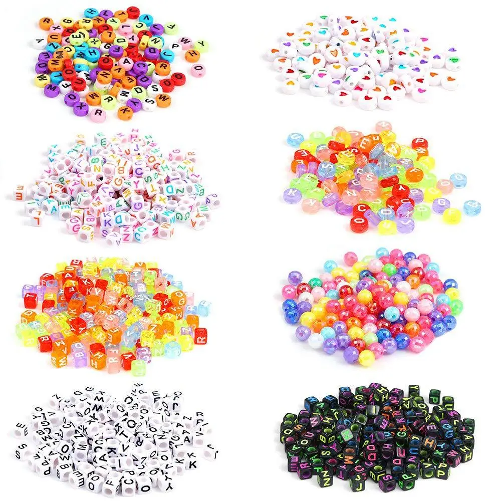 1300PCS Acrylic A-Z English Letter Beads Crystal Line Elastic Line Velvet Lead Children's Gift Birthday Gift Jwelry DIY Tools