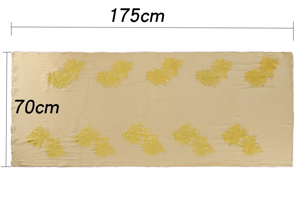 Blumenbestickter Hijab mit Funkelnden Pailletten, Glänzender Schal, Atmungsaktiver Islamischer Damenschal, Party-Gebetstuch, Kopftuch – Detail 1