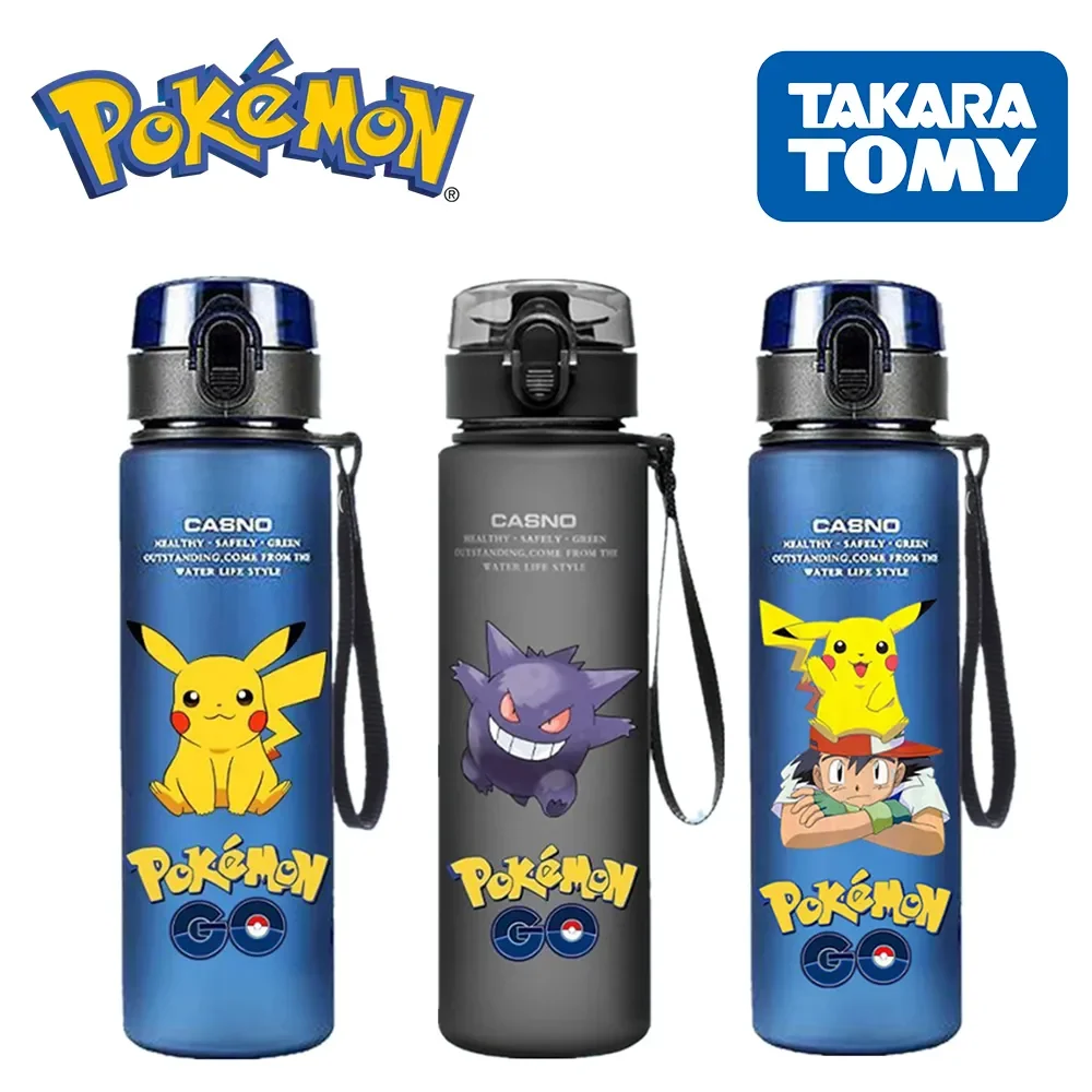 New Pokemon 560ML Water Cup Children Portable Plastic Cartoon Pikachu Adult Outdoor Large Capacity Sports Water Bottle Squirtle