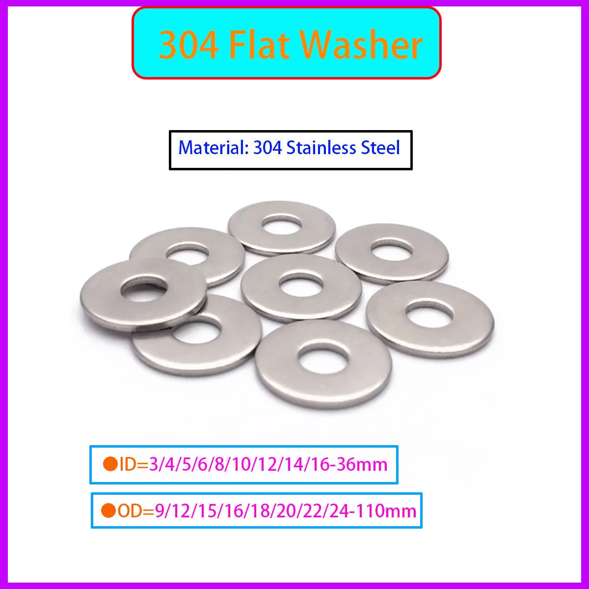 

304 Stainless Steel Flat Washer and Large Metal Washer