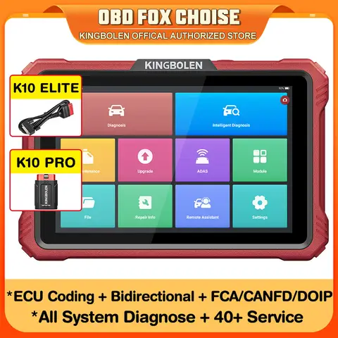 KINGBOLEN K10 PRO ELITE OBD2 Scanner ECU Coding 40+ Service CANFD FCA All System Diagnostic Tool Active Test 2 Year Free Update