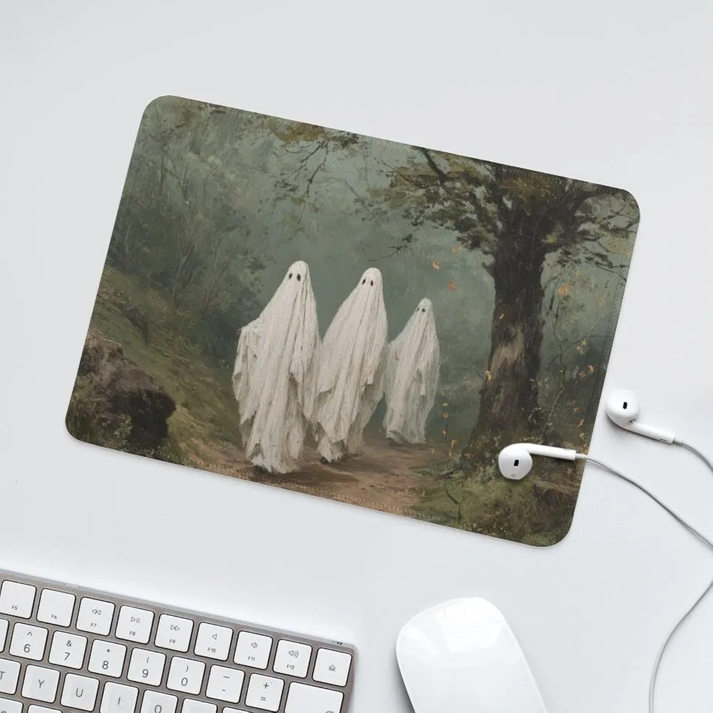 Antique-Style Ghosts Stroll Woodland Mouse Mat for Office and Laptop Desk with Grippy Rubber Base