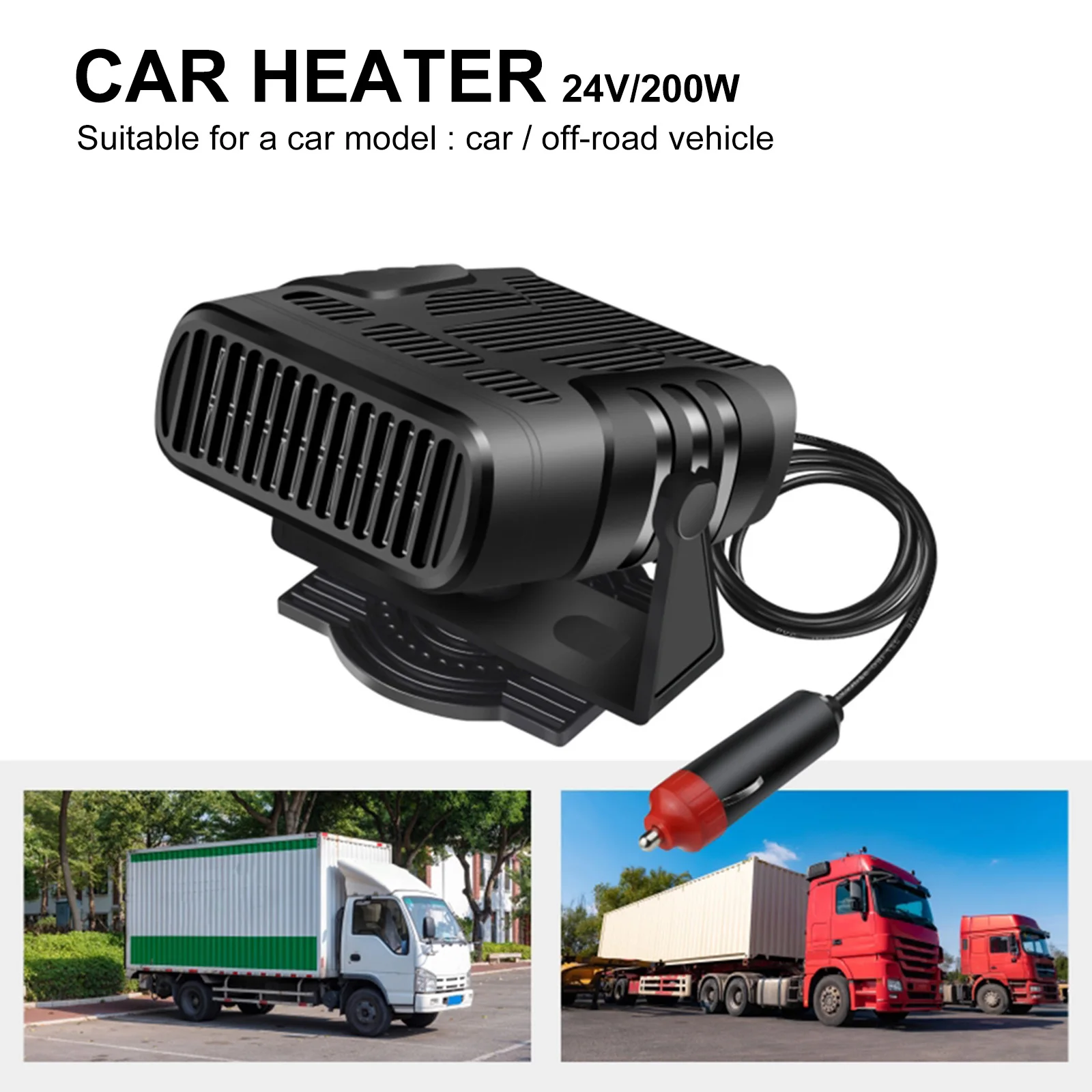 Portable Auto Heater 2 IN 1 Electric Cooling Heating Fan Car Heater 12V/24V 120W 200W  Auto Windshield Defroster Demister Heater