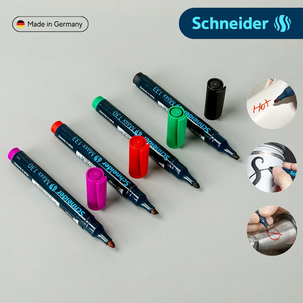 10Pcs Schneider Permanent Paint Markers Waterproof Oil-proof Quick Dry Large Capacity Color Signature Graffiti for Office