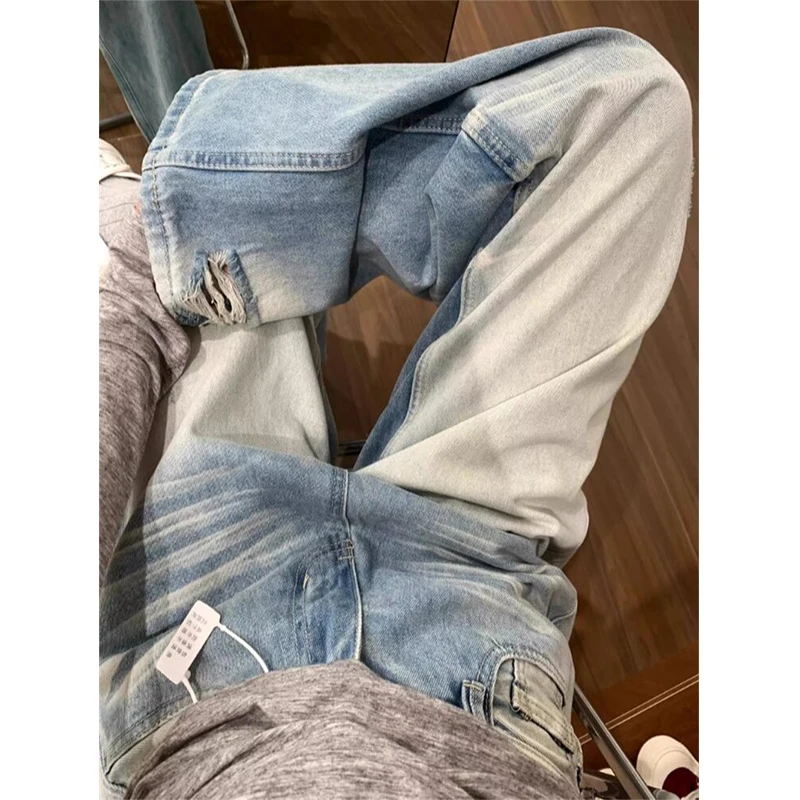 

Spring Women Harajuku 2000S Casual Style Jeans Vintage High Waist Loose Light Blue Pants Y2K Wide Leg Punk Baggy Denim Trouser