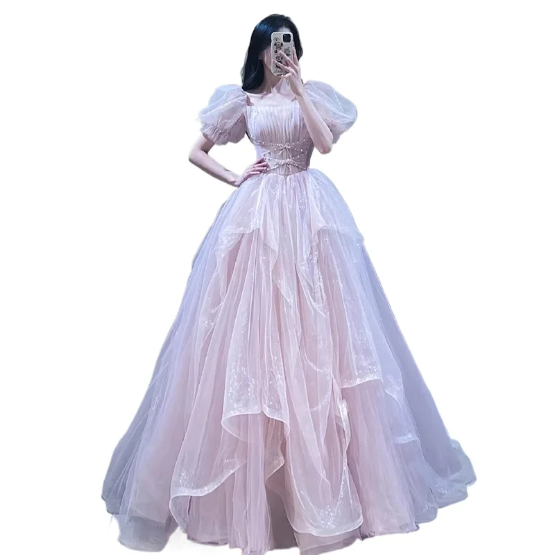 Elegancka suknia wieczorowa dla kobiet 2026 Nowa, luksusowa suknia księżniczki na urodziny i prezent dla dorosłych, suknia zaręczynowa, suknia na toast weselny, suknia ślubna