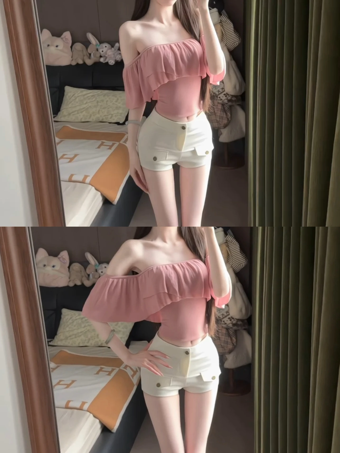 

High Waist Straight Leg Casual Pants White Elastic Stretchy Shorts Summer Hot Girl Shorts Peach Butt Shorts Women's Fashion