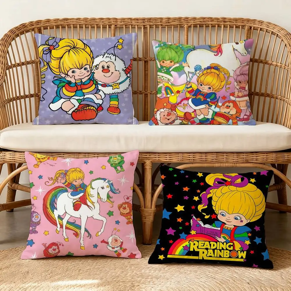 Cute R-Rainbow B-Brite   Pillow Gift Home Office Decoration Bedroom Sofa Car Cushion Cover case 45x45