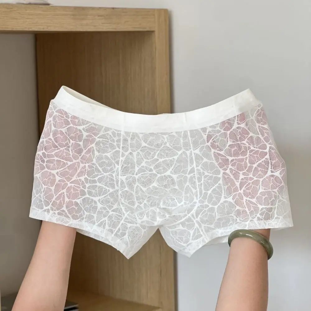 

Creative Underpants Men Boxer Briefs Ice Silk Mesh Thin Lace Shorts Boxers Summer Breathable Underwear for Men Men