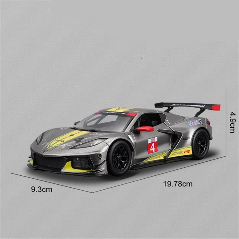 1:24 2020 Chevrolet Corvette C8 R Alloy Sports Car Model Diecast & Toy Vehicles Metal Racing Car Model High Simulation Kids Gift