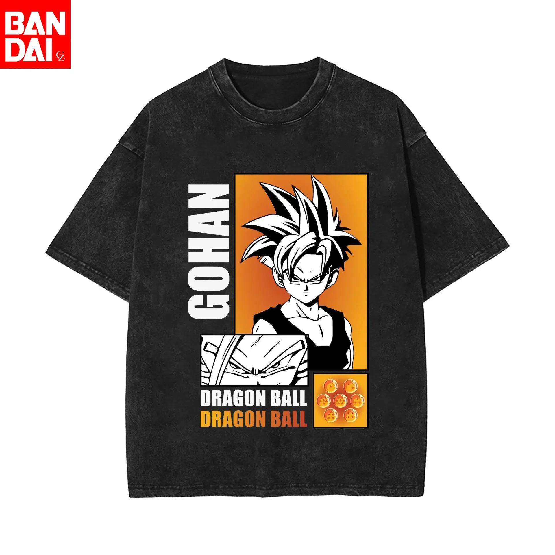 

Футболка мужская Dragon Ball Z Gohan Super Saiyan с винтажным принтом, черная, оверсайз, лето 2026, аниме-стритвир