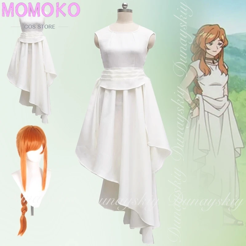 

Frieren: Beyond Journey's End Аниме Flamme Косплей Человеческий Волшебник Белое Платье Оранжевый Парик Косплей Костюм Полный Комплект