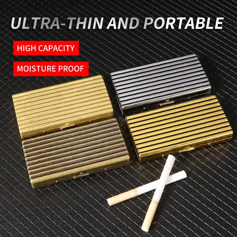 

Slim Embossed Pattern Cigarette Case Women Brass Metal Long Thin Smoking Cigarette Box Bronze Gold Silver Color 103*59*14mm