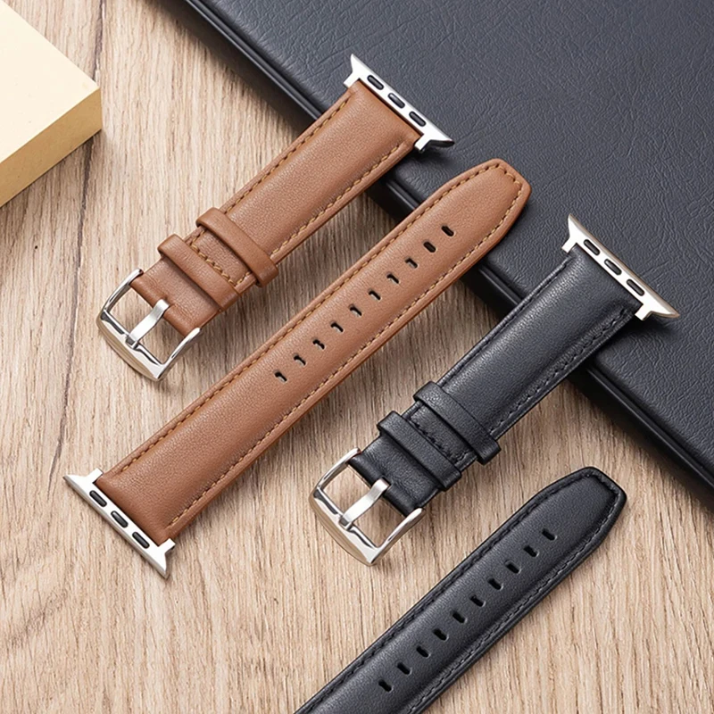 Leather Watch Band for apple watch strap 49mm 44mm 45mm 42mm 38mm 40mm 41mm Woman Man bracelet iWatch series 8 7 6 5 4 3 Se Band