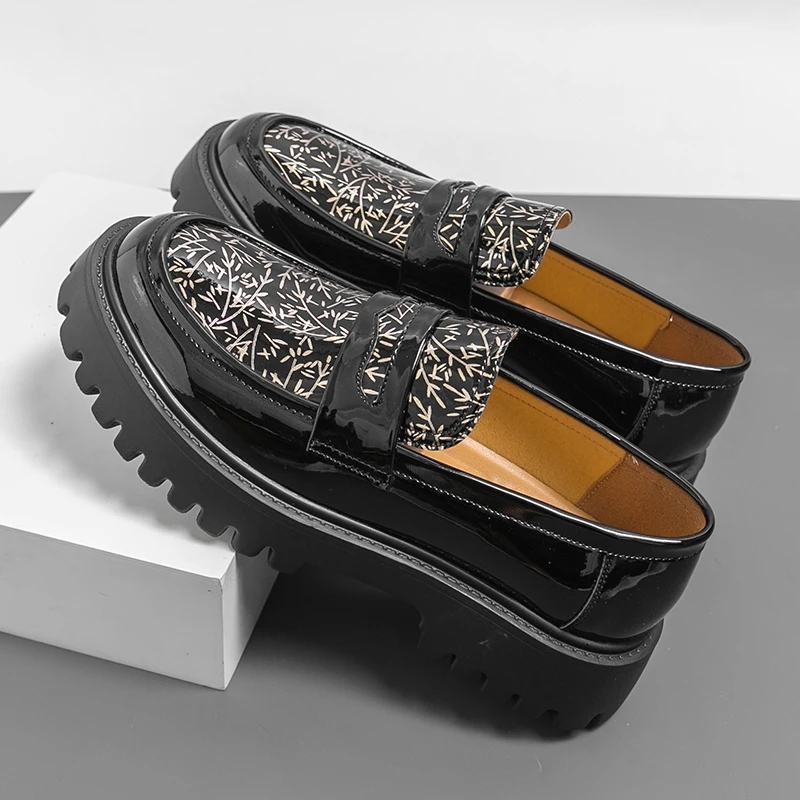 

Size 38 - 46 Men Thick-soled Loafers Men Casual Comfortable Height-increasing Wear-resistant Leather Shoes Business Shoes