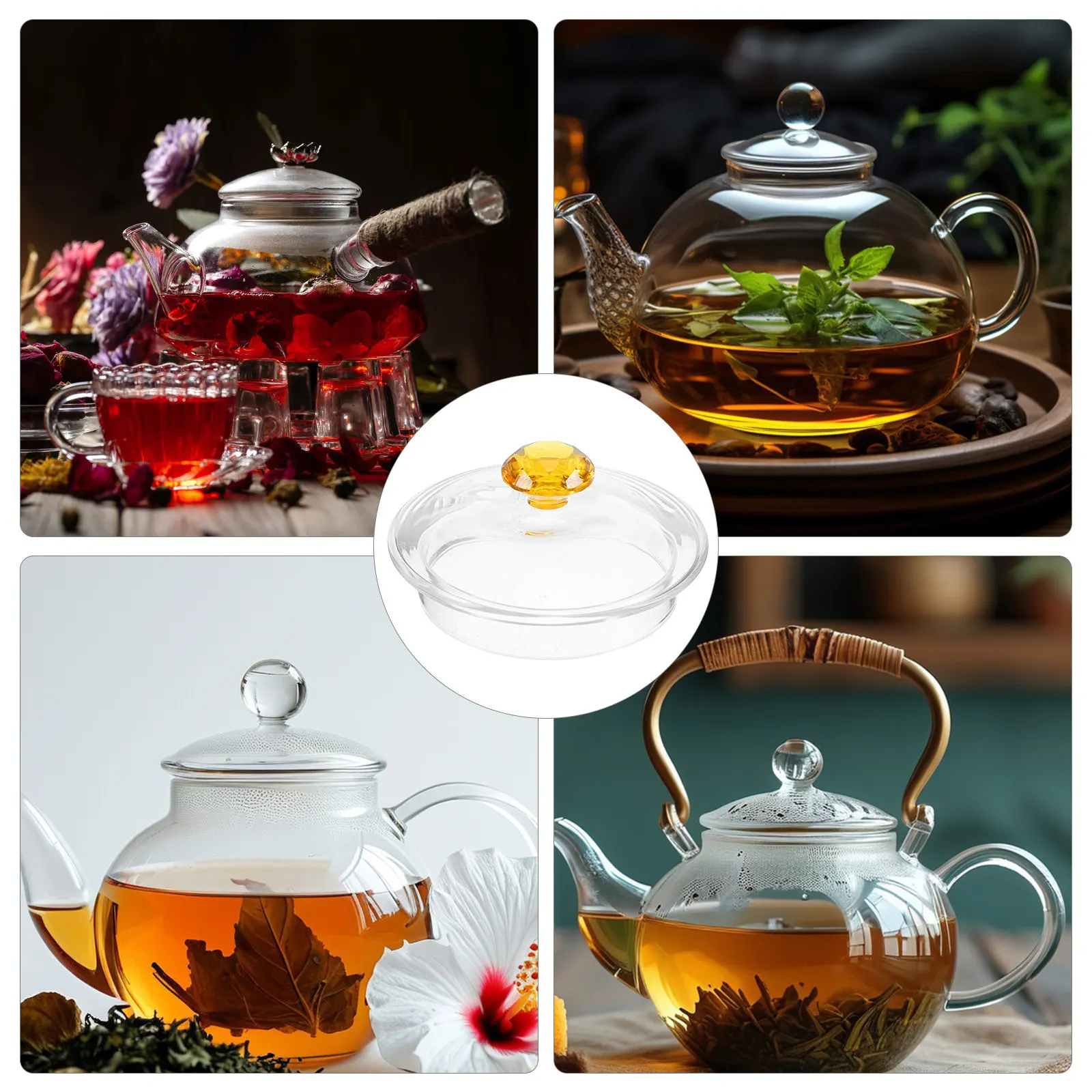 Glass Teapot Lid Transparent Replacement Part Suitable for Observing Tea Color Tight Seal Preserves Flavor Ideal for Home Office