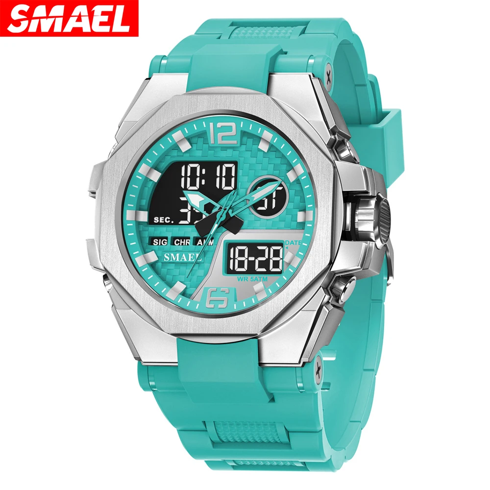 SMAEL Men's Quartz Watch Multi-Function Fashion Trend Outdoor Luminous Alarm Waterproof Digital Wristwatch for Sport Youth Clock