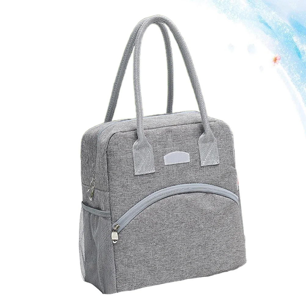 

Insulated Lunch Bag Portable Bento Bag For Food Drink Storage Heat Preservation Cooler Tote Grey Kitchen Bar Accessories