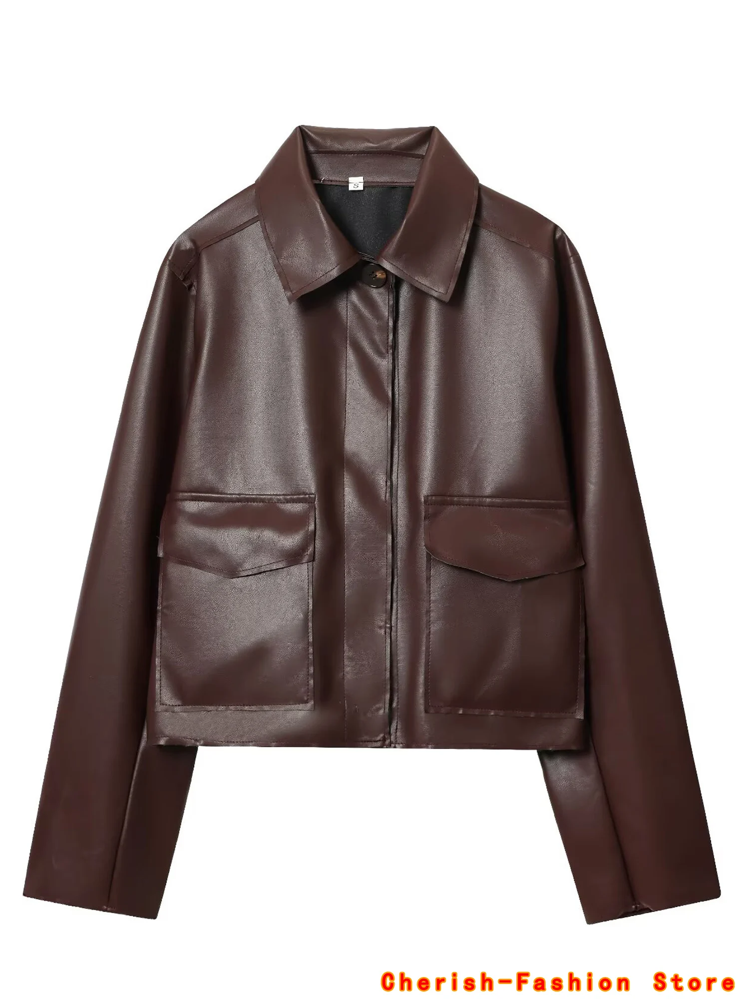 New Spring Autumn Women Vintage Loose Belt Faux Leather Jacket Streetwear Female Retro Moto Biker Coat Outwear Brown Coat Brand