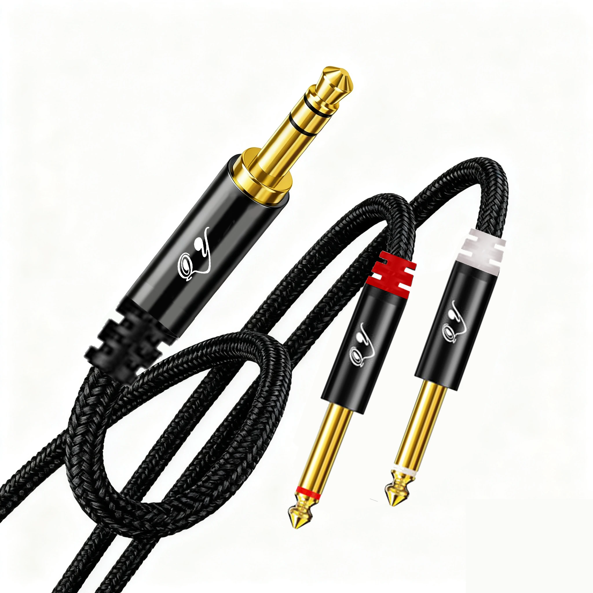 3.5mm to Dual 6.35mm TS Mono Y-Splitter Audio Cable, HiFi Cable, for IPhone/PC/Sound Card/Mixer/Speaker/Stereo System