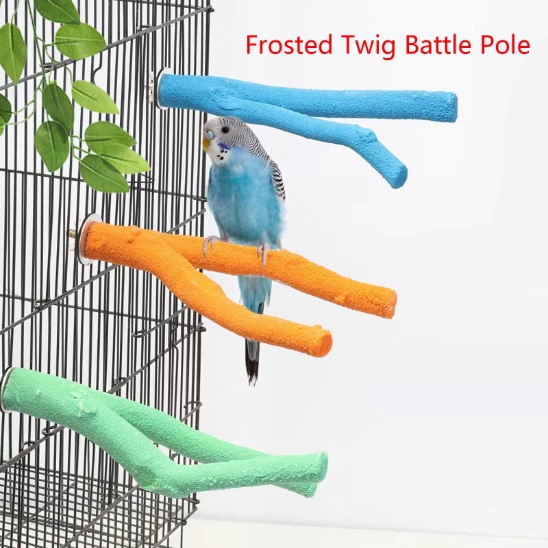 Bird Perch Parrot Stand Cage Accessories Standing Paw Grinding Rough-Surfaced Chew Toy for Small Birds