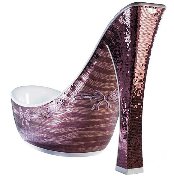 High Heels Shape Free Standing Cast Stone Modern Bathtub