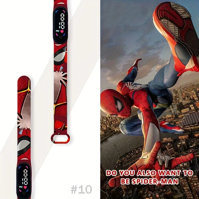 Reloj Miniso Marvel Spider-Man con Pantalla Táctil Digital, Visualización de 24 Horas, Correa de Silicona Intercambiable, Funciona con Batería